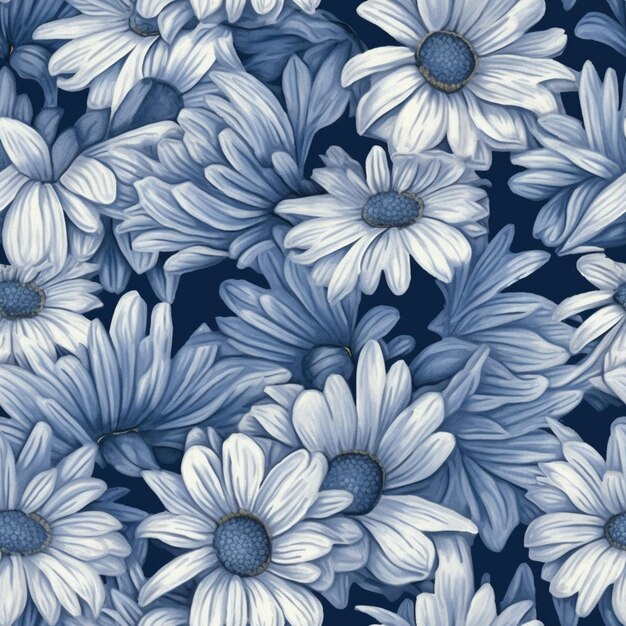 Foto een close-up van een bos blauwe bloemen op een blauwe achtergrond generatieve ai