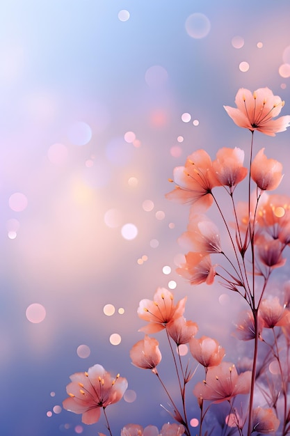 een close-up van een bos bloemen op een blauwe achtergrond Mimosa Lavendel Perfect voor muur