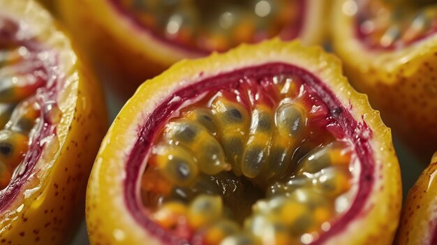 Foto een close-up van een bos fruit dat op een tafel generatieve ai