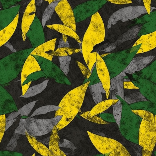 een close-up van een bos gele en groene bladeren generatieve ai