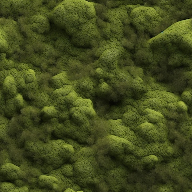 een close-up van een bos groen mos dat op een muur groeit generatieve ai