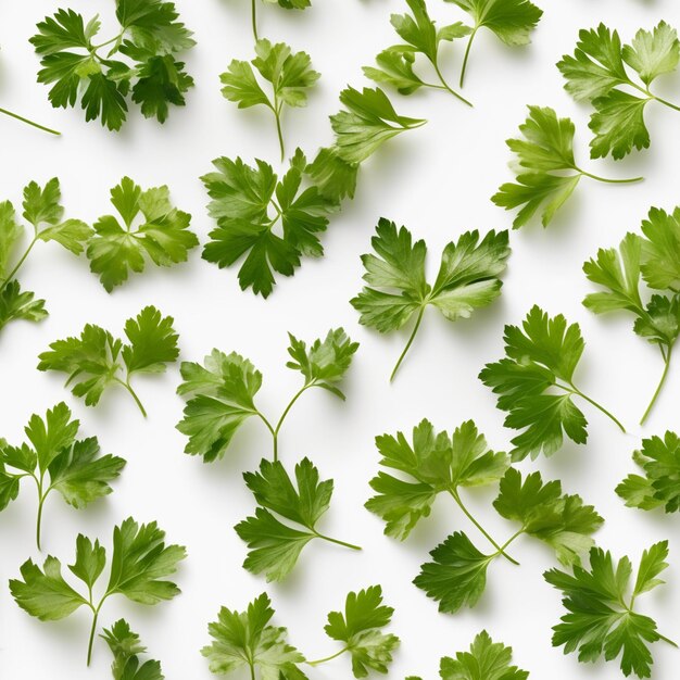 Foto een close-up van een bos groene bladeren op een wit oppervlak generatieve ai