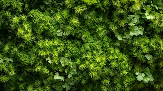 Foto een close-up van een bos groene planten met bladeren generatieve ai