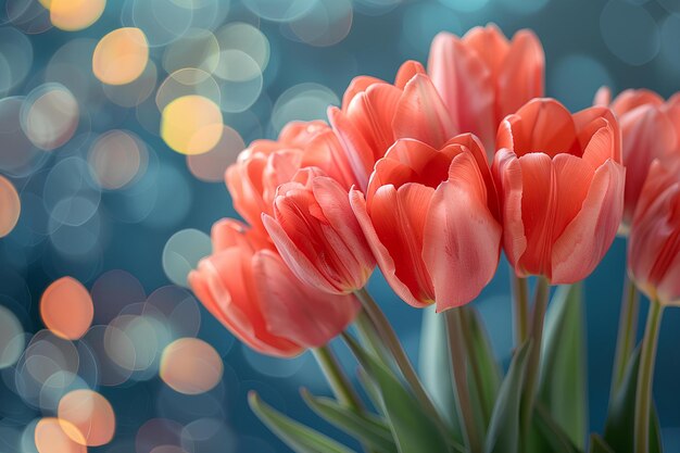 Een close-up van een bos rode tulpen