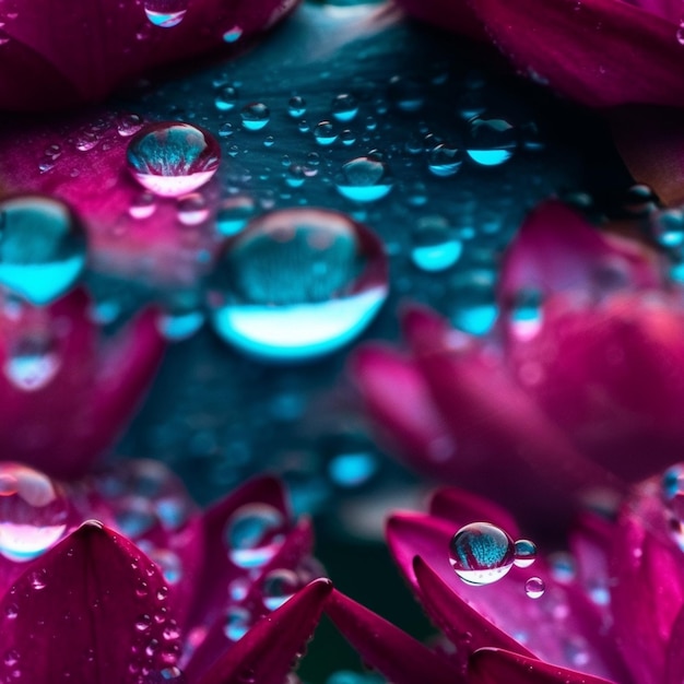 Foto een close-up van een bos waterdruppeltjes op een bloem generatieve ai