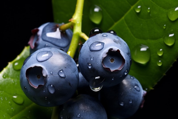 Een close-up van een bosbessen met waterdruppels