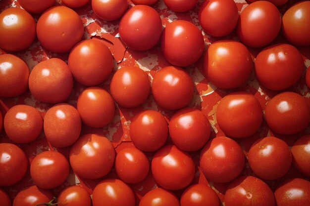 Een close up van een bosje verse tomaten in rode kleur