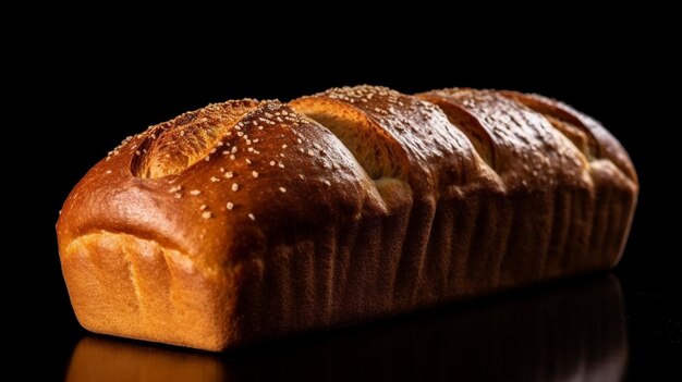 Een close-up van een brood op een zwart oppervlak generatieve ai