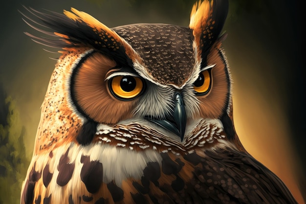Een close-up van een Bubo Virginianus Subarcticus Great Horned Owl