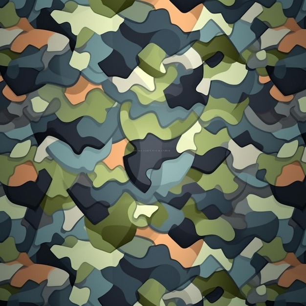 een close-up van een camouflage patroon met een zwarte achtergrond generatieve ai