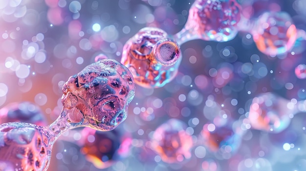 Een close-up van een cel met bubbels