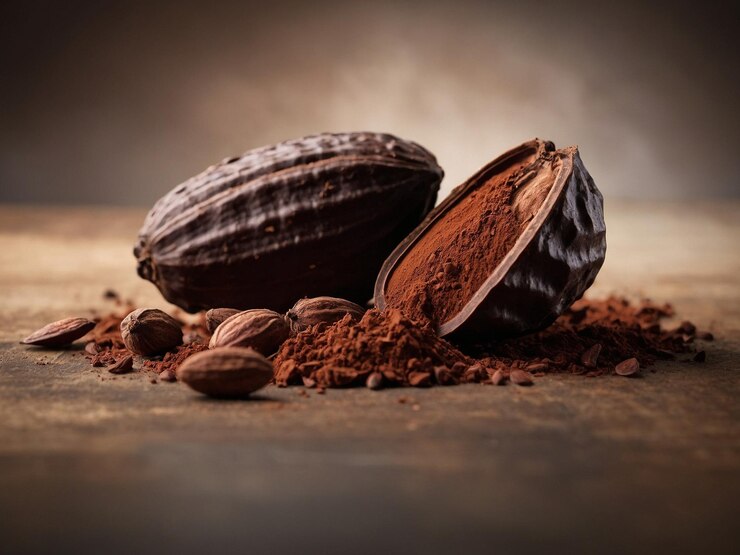 een close-up van een chocoladekoekje en wat koffiebonen