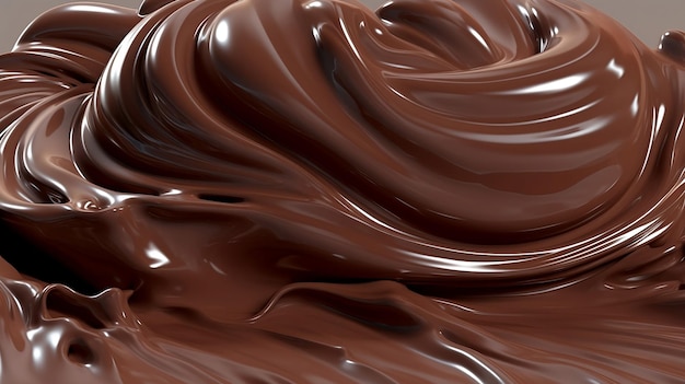 Een close-up van een chocoladereep met een werveling van chocolade.