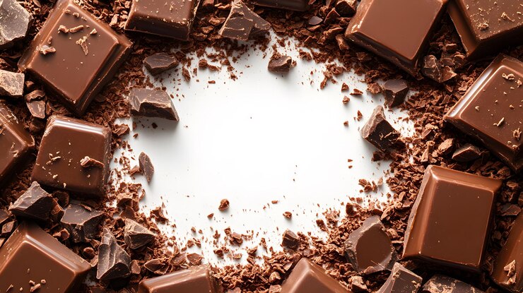Foto een close-up van een chocoladereep met een witte achtergrond