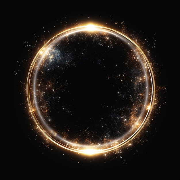 een close-up van een cirkelvormig licht met een zwarte achtergrond generatieve ai