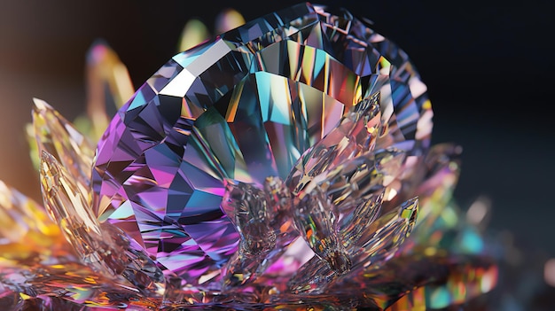 Een close-up van een diamant met het woord diamant erop