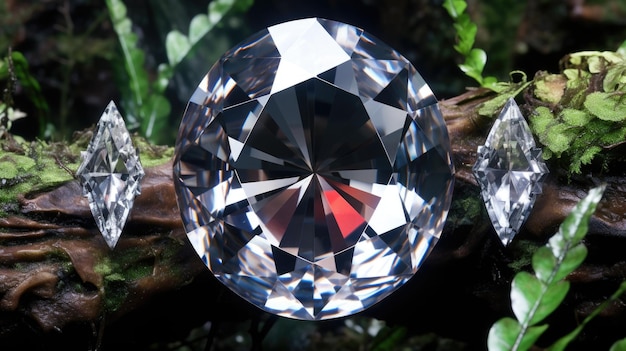 Een close-up van een diamant op een boomtak ai