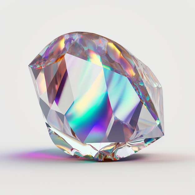 een close-up van een diamant op een wit oppervlak met een lichtgeneratieve ai