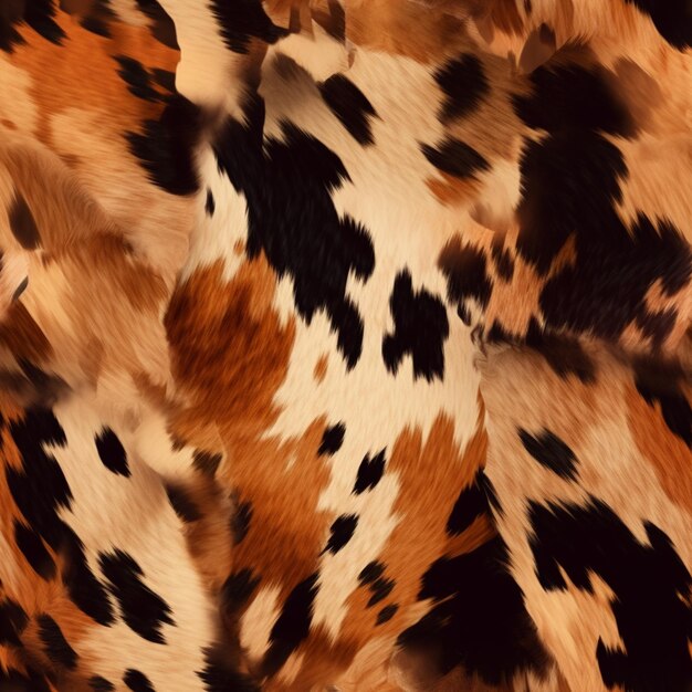 Een close-up van een dierenhuid met een patroon van oranje en zwarte vlekken.