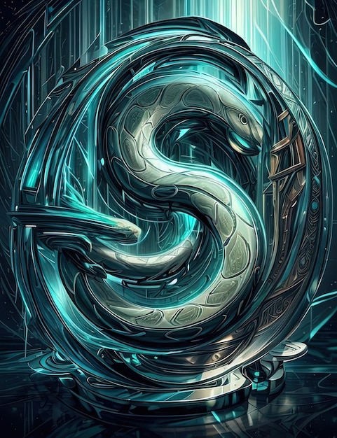 Foto een close-up van een digitaal schilderij van een slang in een spiraal