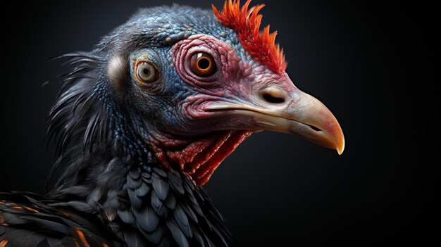 Een close-up van een dodo vogel Een illustratie van de uitgestorven Dodo vogel op een donkere achtergrond