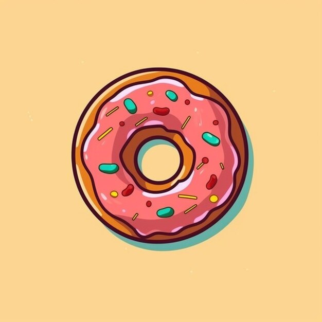 een close-up van een donut met sprinkles op een gele achtergrond generatieve ai