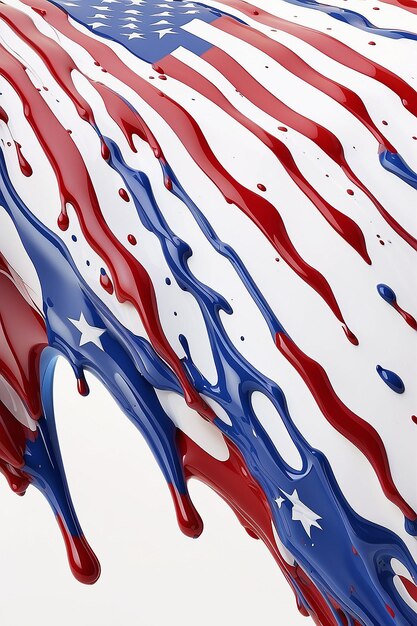 Foto een close-up van een druppelende amerikaanse vlag op een witte achtergrond generatieve ai