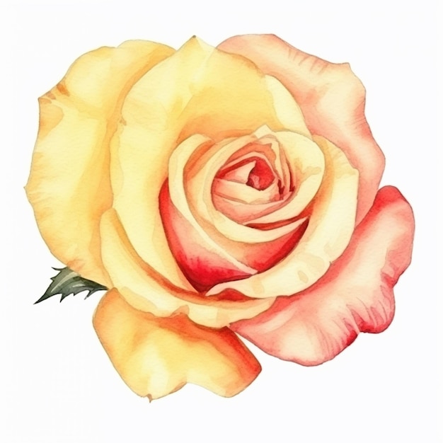een close-up van een gele roos met een groene stengel generatieve ai