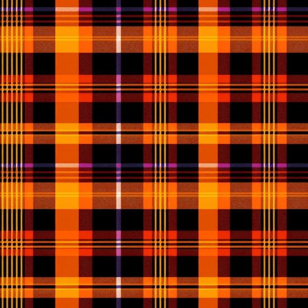 een close-up van een geruit patroon met oranje en zwarte generatieve ai