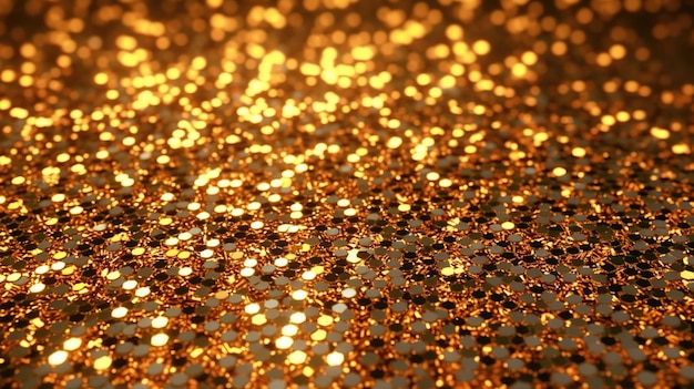 Een close-up van een glanzende gouden glitter achtergrond