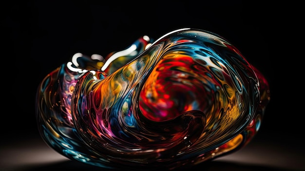 Een close-up van een glazen bol met een zwarte achtergrond