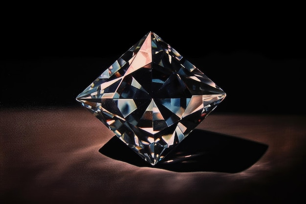 Een close-up van een glinsterende diamant op zwart fluweel gemaakt met generatieve AI