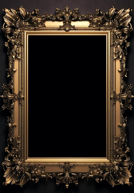 Een close up van een gouden frame met een zwarte achtergrond generatieve ai