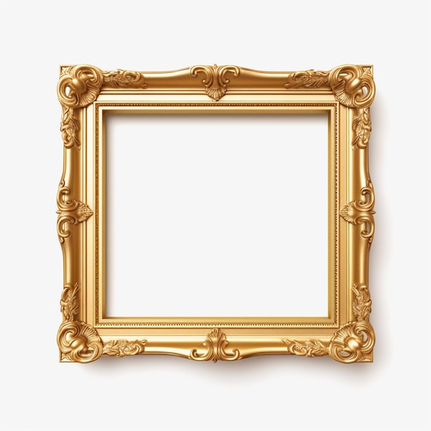 Een close-up van een gouden frame op een witte muur generatieve ai