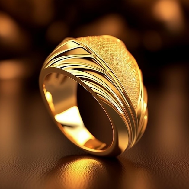 Een close-up van een gouden ring met een bladontwerp generatief ai