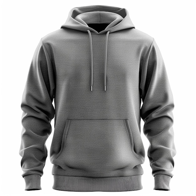 een close-up van een grijze hoodie op een witte achtergrond generatieve ai