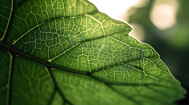 Een close-up van een groen blad met het woord groen erop