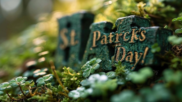 Een close-up van een groen bord met de tekst St. Patrick's Day ai