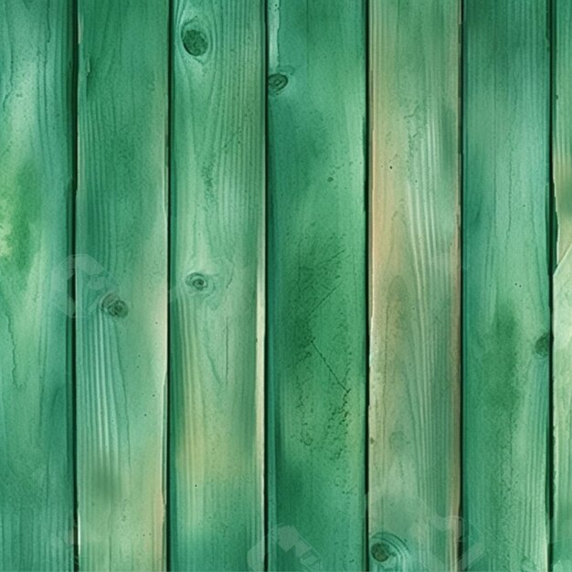 Een close-up van een groen houten hek met een groene achtergrond generatieve ai