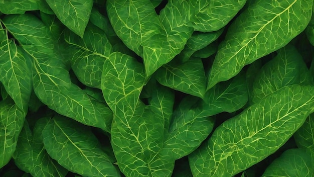 Een close-up van een groene achtergrond met een patroon van groene bladeren