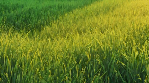 Een close-up van een groene en gele achtergrond met een patroon van gras generatieve ai.