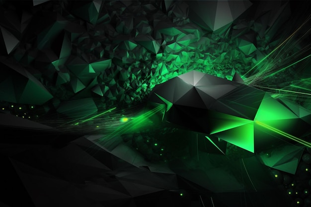 Een close-up van een groene en zwarte abstracte achtergrond met een diamant generatieve ai