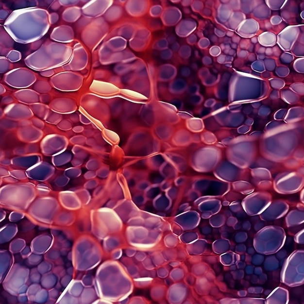 een close-up van een groep bloedcellen met een enkele bloem generatieve ai