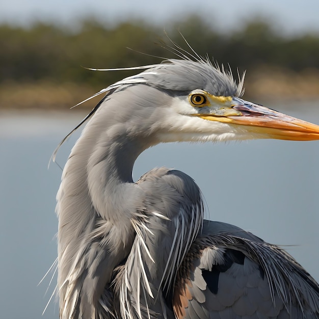 Een close-up van een grote grijze reiger gebied cinereal Ai gegenereerd