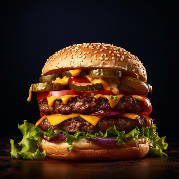 Een close-up van een hamburger met kaas generatieve ai