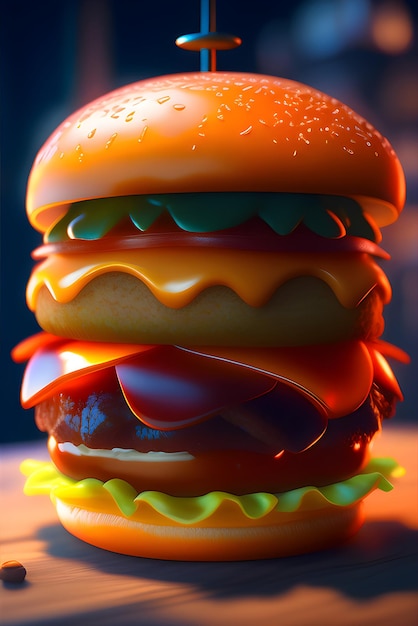 Een close-up van een hamburger met veel saus erop