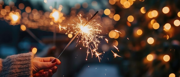 Een close-up van een hand die vonken aansteekt met de zin "Sparkling Joy Of New Beginnings"