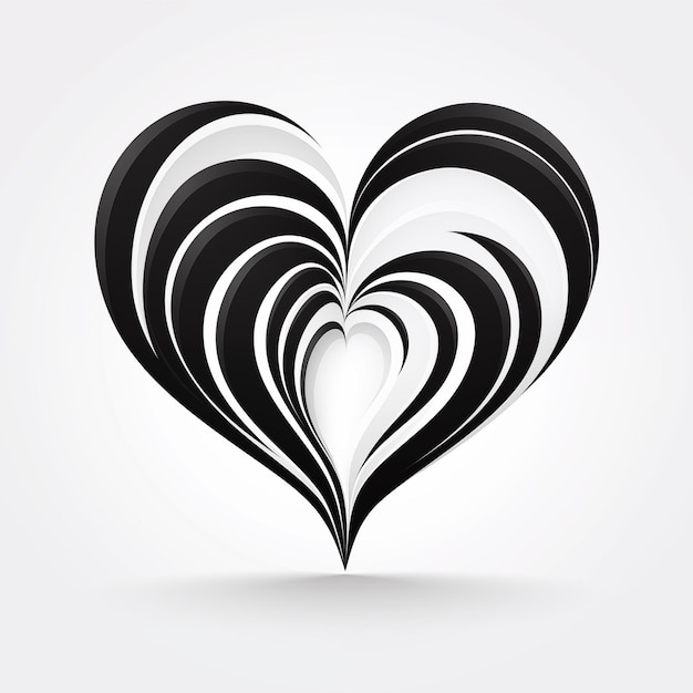 een close-up van een hart gemaakt van zwarte en witte stroken generatieve ai