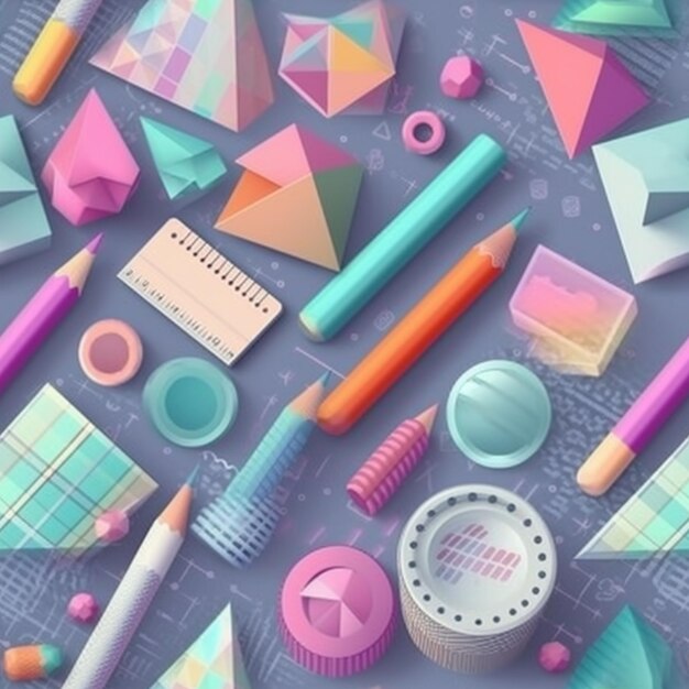 Een close-up van een heleboel verschillende kleurpotloden en pennen generatieve ai