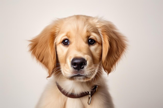 een close-up van een hond met een halsband aan